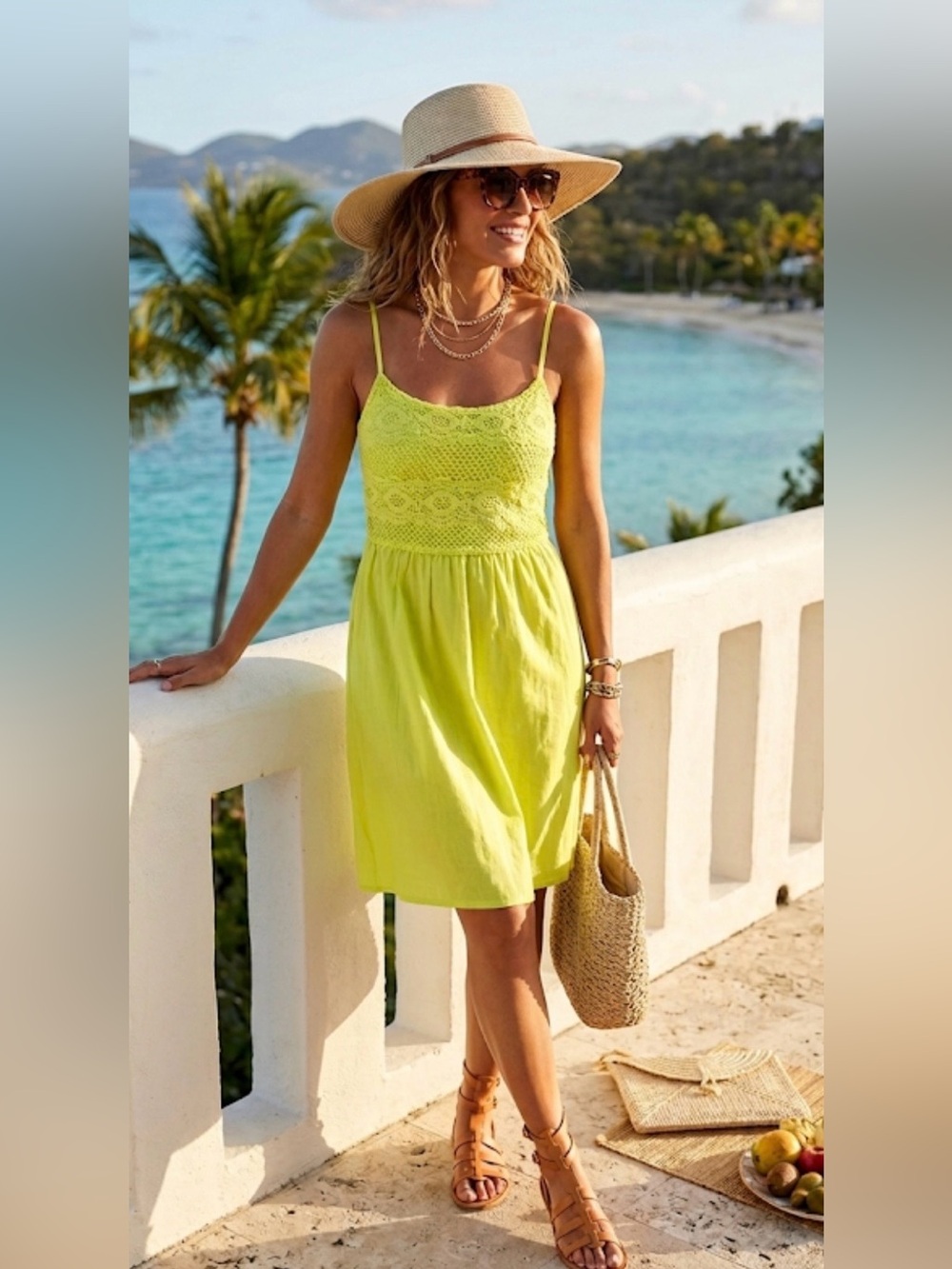 Tulum Collections Bright Yellow crocheted dress